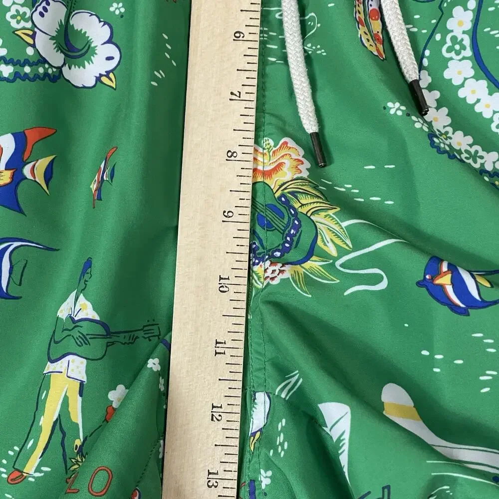 Polo‎ Ralph Lauren Short Mens L Green Hawaiian Traveler Lined Swim Trunk 5.5